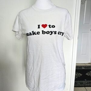 I Love To Make Boys Cry White Graphic Tee Size Small